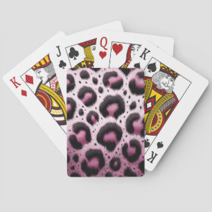 Roze & Zwart Leopard Bont Dierenprint Vlekken Pokerkaarten