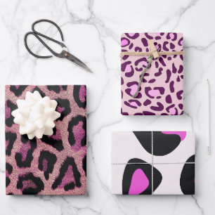 Roze Zwart Leopard Dierenprint Inpakpapier Vel