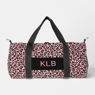 Roze Zwart Leopard Print Cut Naai Kleine Duffel Ba Plunjezak