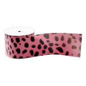 Roze Zwart Luipaard Print Abstract Grosgrain Lint (Spoel)