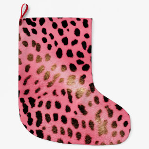 Roze Zwart Luipaard Print Abstract Grote Kerstsok