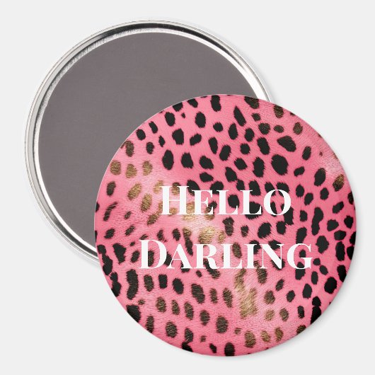 Roze Zwart Luipaard Print Abstract Magneet (Voorkant / Achterkant)