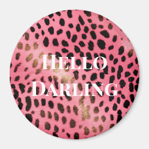 Roze Zwart Luipaard Print Abstract Magneet