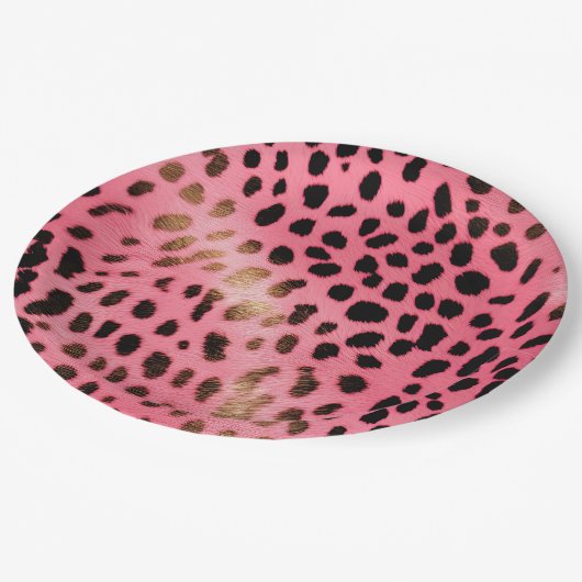 Roze Zwart Luipaard Print Abstract Papieren Bordje (Gekanteld)