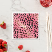 Roze Zwart Luipaard Print Abstract Servet (Insitu)