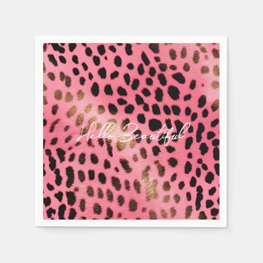 Roze Zwart Luipaard Print Abstract Servet (Voorkant)