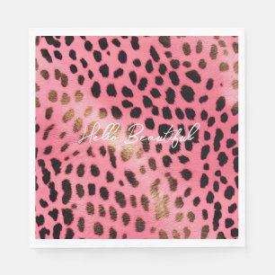 Roze Zwart Luipaard Print Abstract Servet