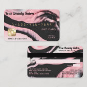 Roze Zwart Marmer Credit Kaart Cadeaubon Visitekaartje (Voorkant / Achterkant)