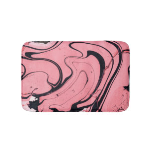 Roze Zwart Marmeren Hand Getrokken Badmat