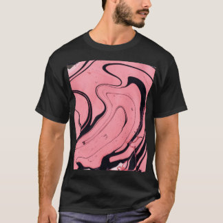 Roze Zwart Marmeren Hand Getrokken T-shirt