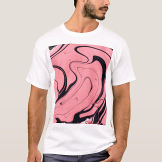 Roze Zwart Marmeren Hand Getrokken T-shirt