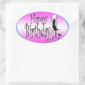 Roze zwart meisjes mode chic ovale sticker (Tas)