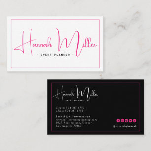 Roze & Zwart Modern Eenvoudig Elegant Visitekaartje