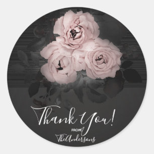 Roze & Zwart Moderne Glam Bloemrijke Chic Favoriet Ronde Sticker