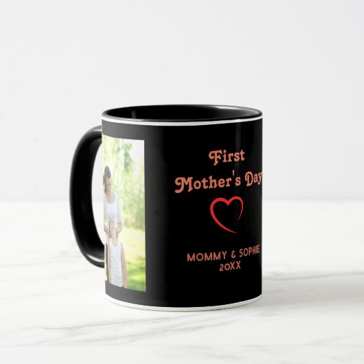 Roze zwart | Mok eerste Moederdag fotoscript (Voorkant links)