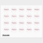 Roze Zwart Monogram Bruiloft Ronde Sticker (Vel)