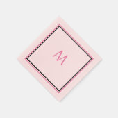 Roze Zwart Monogram Initiaal Aangepaste naam Cool  Servet (Hoek)