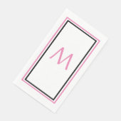 Roze Zwart Monogram Initiaal Aangepaste Naam Leuk Servet (Hoek)