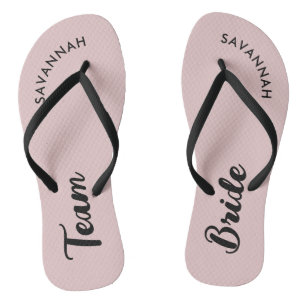 Roze Zwart Naam Bruid Bruids Party Bachelorette Teenslippers