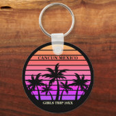 Roze Zwart Palm Trees Custom Meisjes Trip Sleutelhanger (Achterkant)