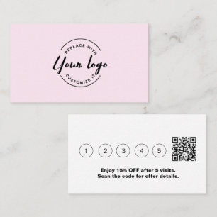 Roze Zwart Professioneel Zakelijk QR Code Aanbiedi Klantenkaartje