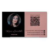 Roze & Zwart Profiel Foto QR Code Magnetisch Visitekaartje (Voorkant)