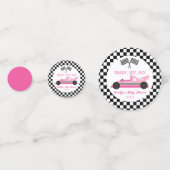Roze Zwart Race Auto Ready Set Go Baby shower Confetti (Voorkanten)