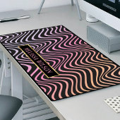 Roze & Zwart Retro Abstracte golvende patroonnaam Bureaumat