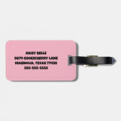 Roze & Zwart Roos Bagagelabel (Achterkant horizontaal)