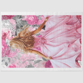 Roze & Zwart Shabby Glam Jurk Decoupage Papier