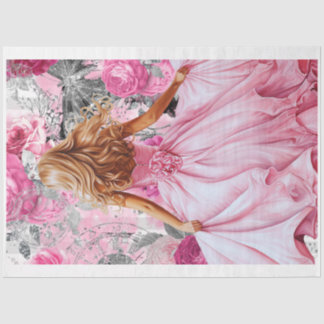 Roze & Zwart Shabby Glam Jurk Decoupage Papier