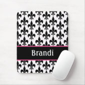 Roze zwart, speciaal gepersonaliseerd Fleur de Lis Muismat (Met muis)