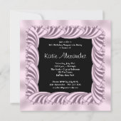 Roze Zwart Sweet 16 Masquerade Party Kaart (Achterkant)