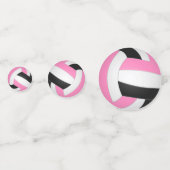 Roze Zwart Team Kleuren Meisjes Volleybal Party Confetti (Achterkanten)