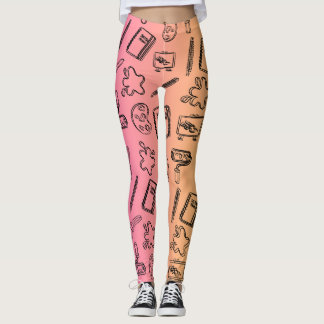 Roze zwart Textiel Abstract Patroon Leggins Leggings