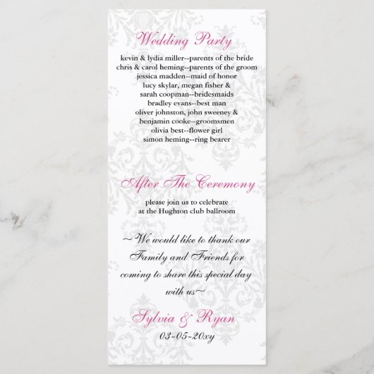 roze zwart Trouwprogramma Programma (Achterkant)