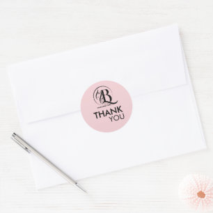 Roze Zwart Uw Logo Dank U Ronde Sticker