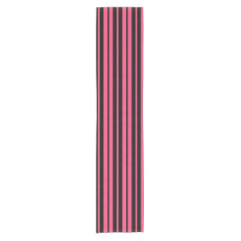 Roze Zwart Verticaal Stripes Patroon Ontwerp Korte Tafelloper