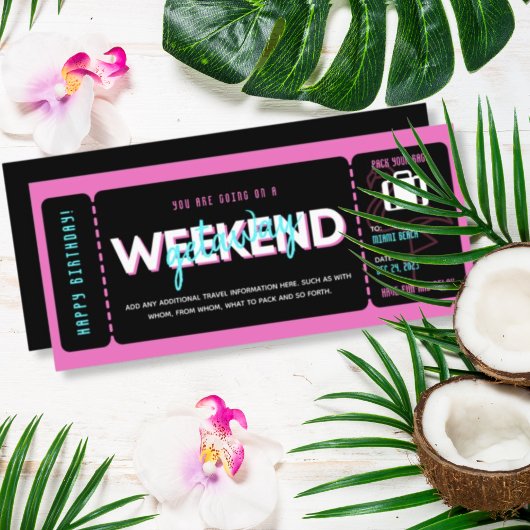Roze Zwart Weekend Getaway Cadeaubon Ticket