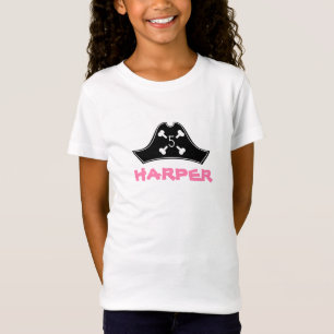 Roze zwart + White Girl pirate Birthday T-shirt