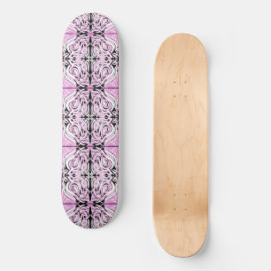 Roze zwart wit Abstract herhaal patroon Skateboard