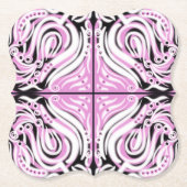Roze zwart wit Abstract patroon Kartonnen Onderzetters (Voorkant)