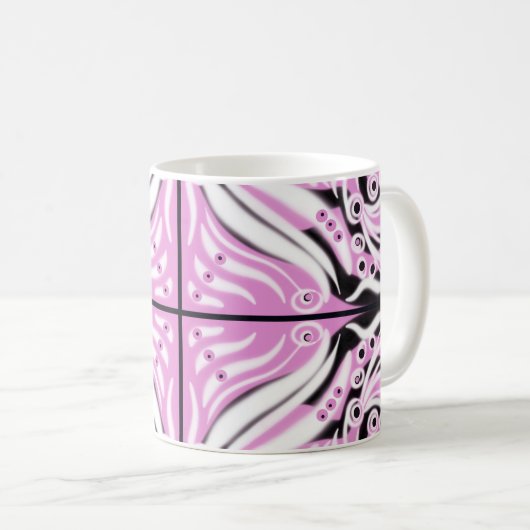 Roze zwart wit Abstract patroon Koffiemok (Voorkant rechts)