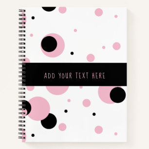 Roze Zwart Wit Abstract Polka Dot Pattern Notitieboek