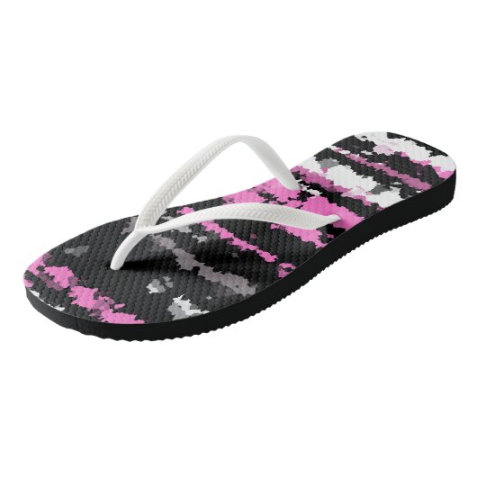 roze zwart-wit abstract teenslippers (Schuin)