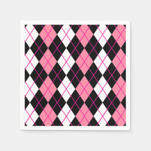 Roze Zwart Wit Argyle Diamond Design Servet