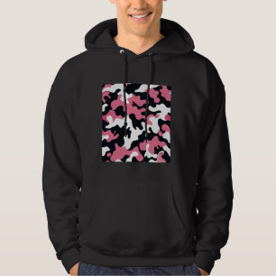 Roze Zwart Wit Camouflage Art Patroon Cam Hoodie