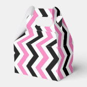 Roze zwart-wit chevron bruiloft bedankdoosjes (Voorkant Zijde)