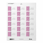 Roze Zwart Wit Damast Trouwadres Labels (Full Sheet)