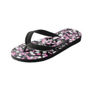 Roze, zwart, wit en grijs Camo abstract Kinder Teenslippers